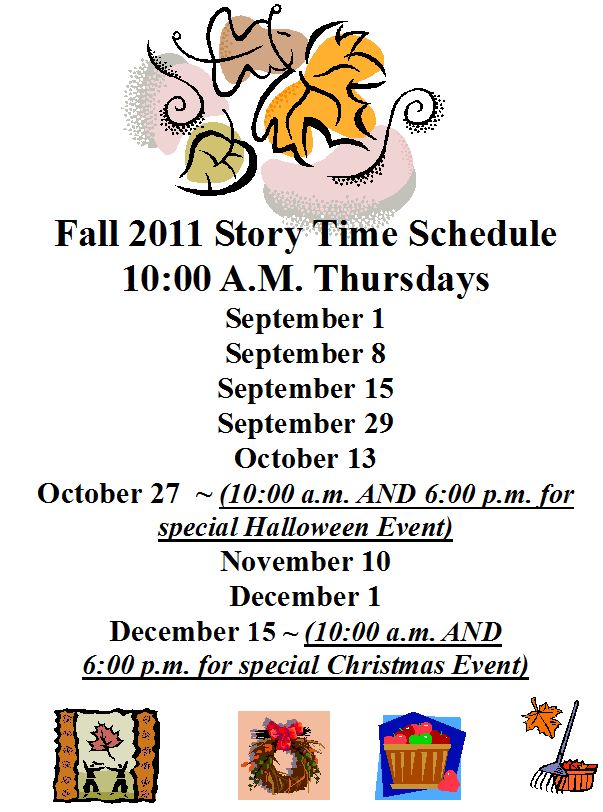 Fall Story Time Schedule